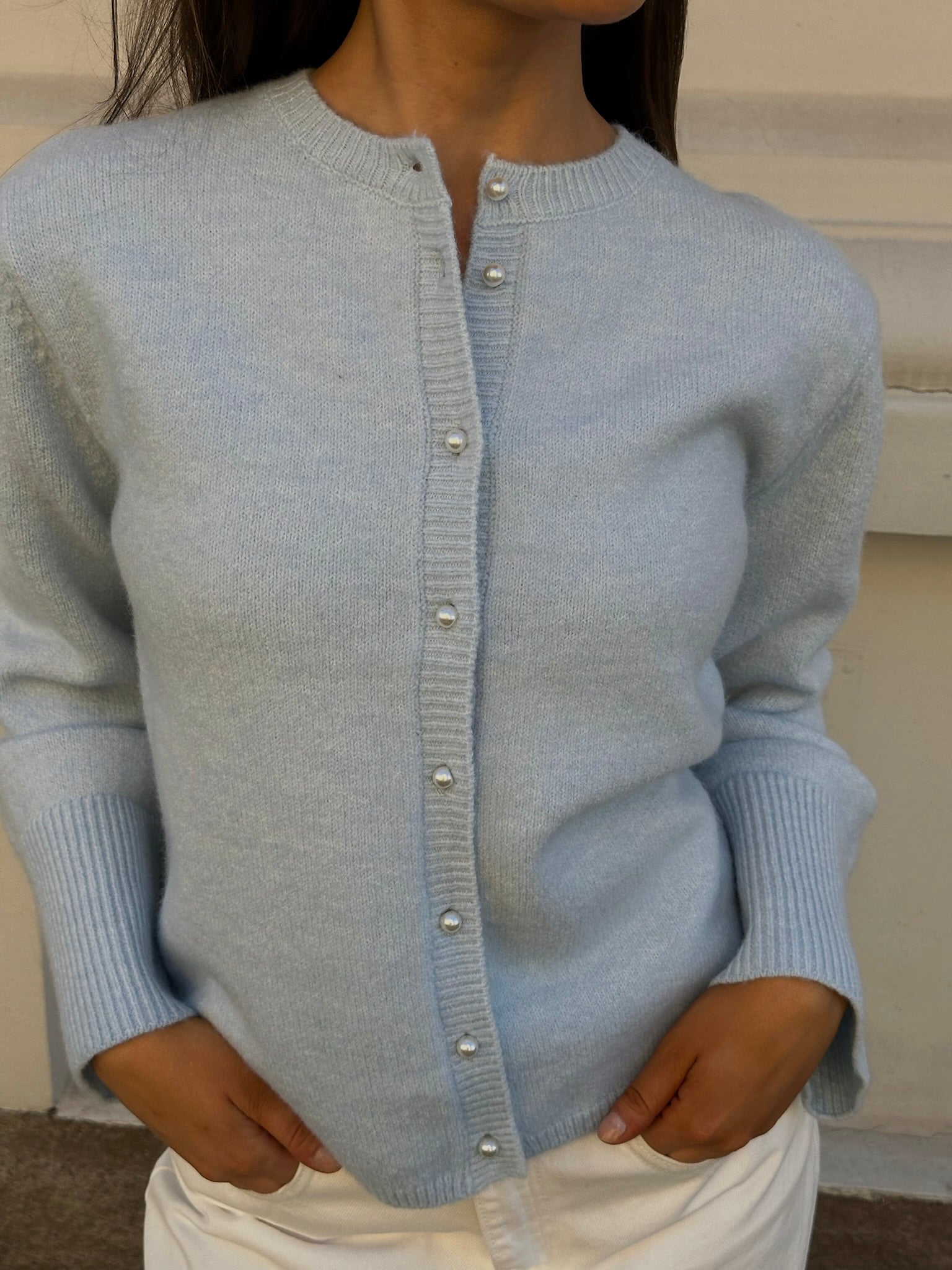 AWMARIANN Knitted Cardigan - Cashmere Blue